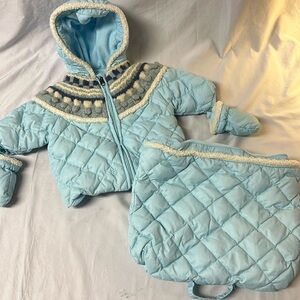 UGG - down filled fleece lined winter jacket and bunting bag with mitts.